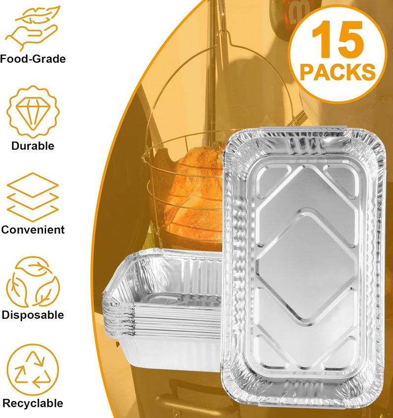 BBQ-PLUS Aluminum Drip Pans for Char-Broil 9328812P06 2425514W12 Accessories, Disposable Foil Drip Pan Liners Replacement Parts for Char-Broil Big Easy Oil-Less Turkey Fryer, 15 Packs - Image 3